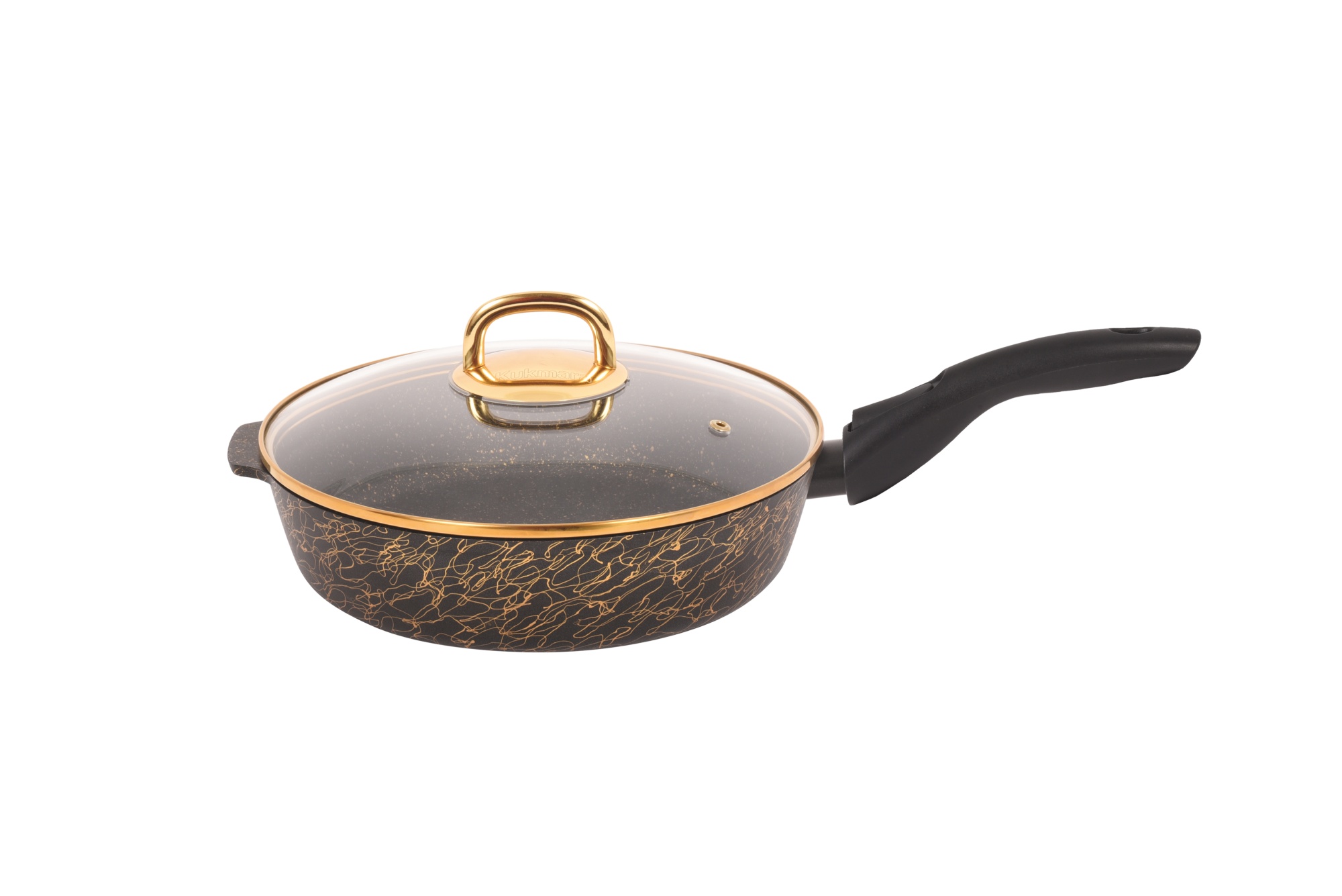 сгчз242а Сковорода глубокая 24 см со съёмной ручкой, со стеклянной крышкой АП линия Грация (черный_золото) 1 
